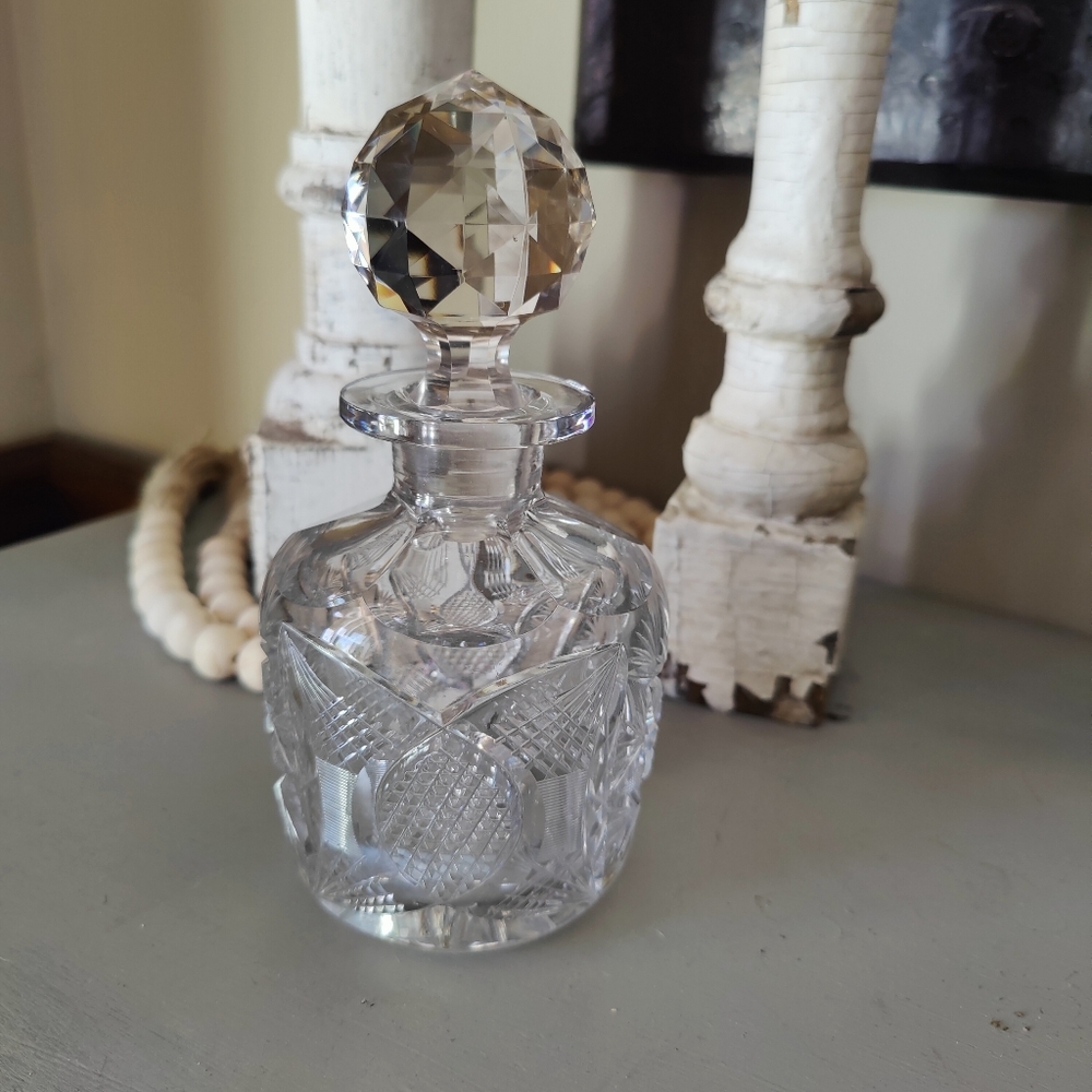 American Brilliant Cut Glass Cologne Bottle w/Stopper